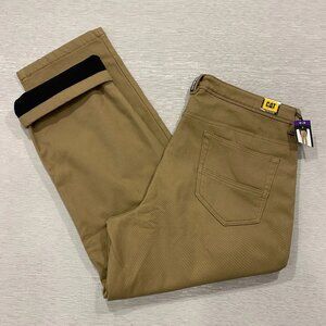 CAT Caterpillar Work Pants Mens 40 x 30 Brown Canvas Fleece Lined Insulated